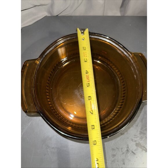 Vintage Anchor Hocking 2 qt Amber Glass Ribbed Casserole Dish 1438 NO LID - Picture 14 of 16